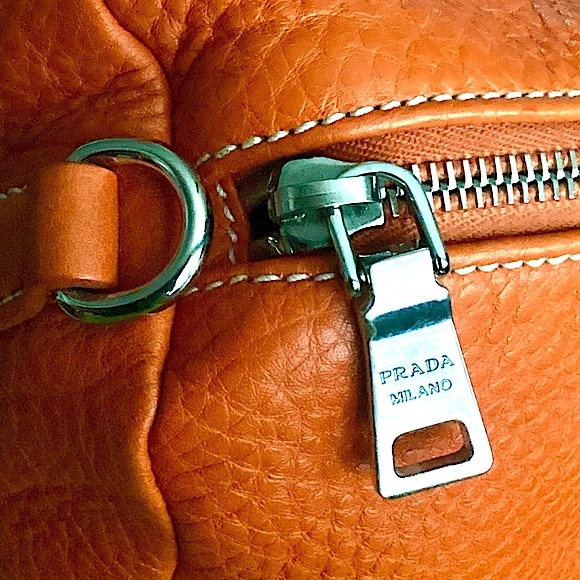 SOLD Prada Boston Bag Vitello Daino Orange Leather Handbag 194 Dust Cover - Picture 7 of 16